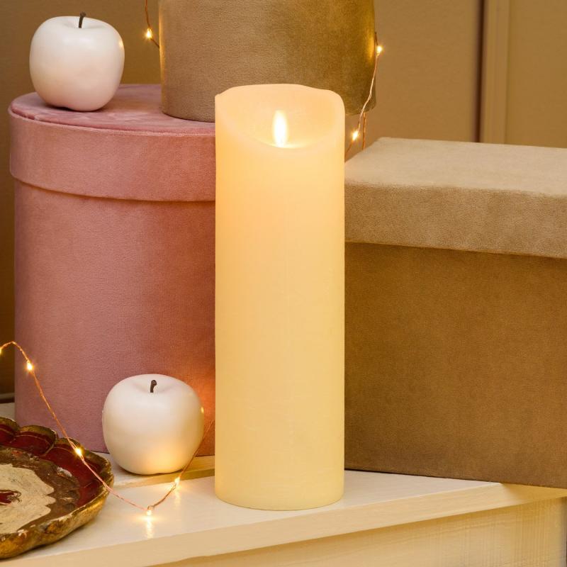 LED Candles | Ivory Rough LED Candle, Moving Flame, h 28 cm, Ø 9cm Candles & Lanterns LED Candles