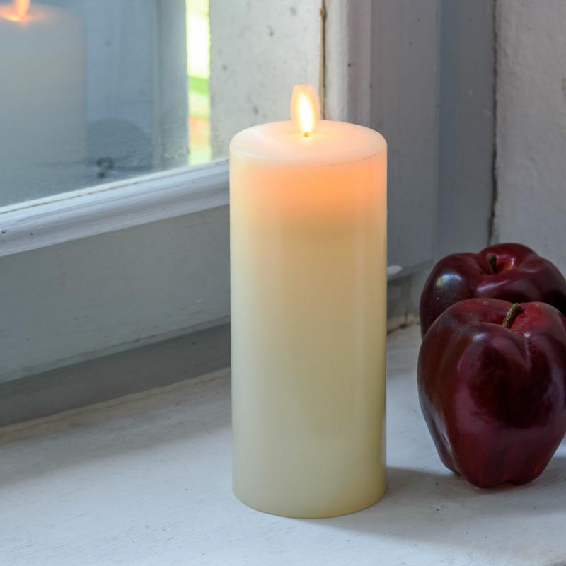 LED Candles | Ivory Smooth Wax LED Candle with wick, Moving Flame, h 18cm, Ø 7.5cm Candles & Lanterns LED Candles