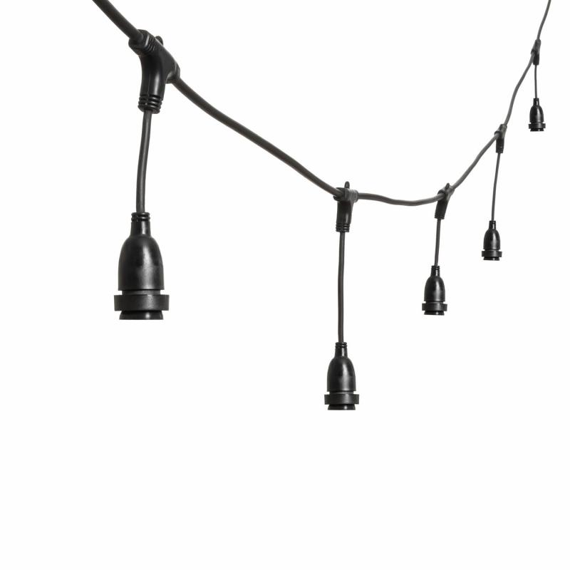 Cables With Lampholder | 5m 8 Drops Black Festoon Cable, E27 Sockets, 30cm max height, Connectable – Vintage Led Pro Accessories Cables With Lampholder